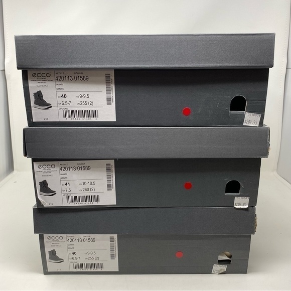 ECCO SOLICE WATERPROOF Lace Up LEATHER BOOTIE IN GRAVITY - Picture 8 of 8